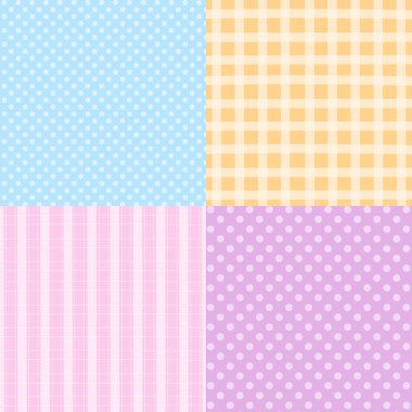 Polka noktalı dört set arkaplan dizaynı ve kontrol edilen şablon duvar kağıdı, arkaplan, reklam şablonu, çerçeve, kağıt tasarımı, sosyal medya postası, poster, yapışkan not, kumaş baskı, yatak örtüsü, tekstil