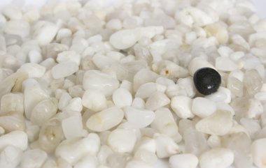 Küçük kara taş üzerine beyaz taşlar