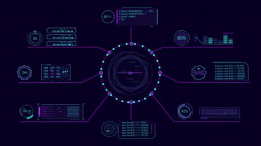 Çoklu bileşen veri işleme sistemi alfa kanalında yüksek teknolojili bir ekranda sunuluyor..