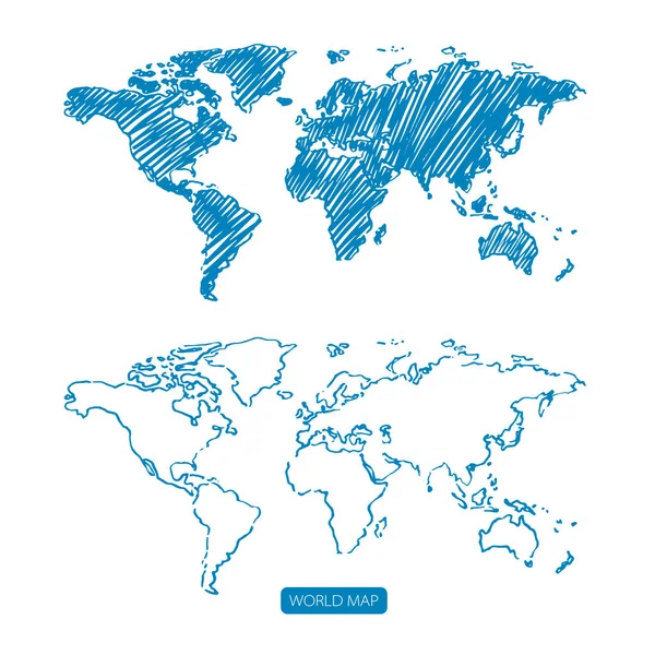 Scribble esboço do mapa do mundo, ilustração vetorial desenho à mão — Vetor de Stock