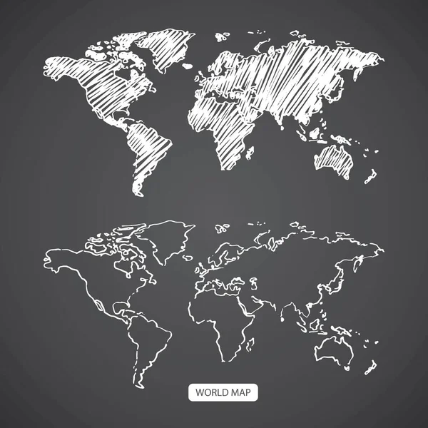 Scribble esboço do mapa do mundo, ilustração vetorial desenho à mão — Vetor de Stock