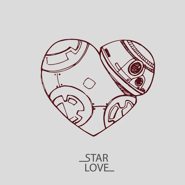 Dibujo ilustración de un corazón de amor star wars San Valentín — Archivo Imágenes Vectoriales