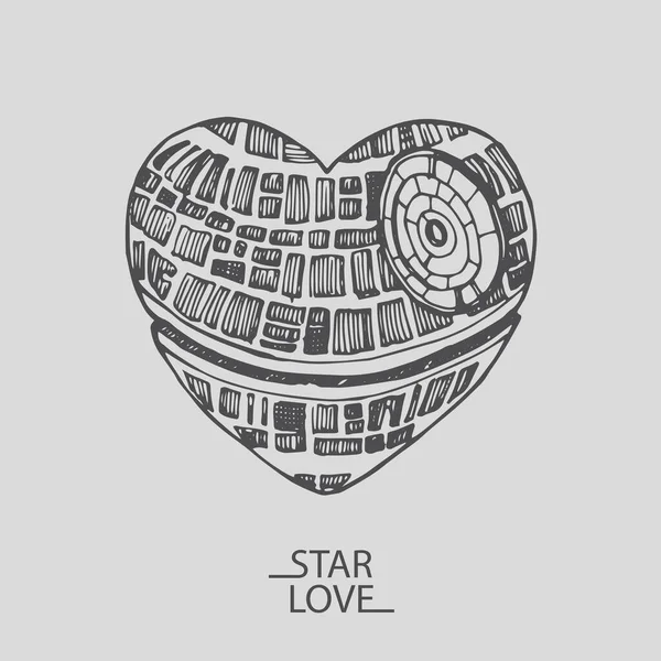 Dibujo ilustración de un corazón de amor star wars San Valentín — Archivo Imágenes Vectoriales