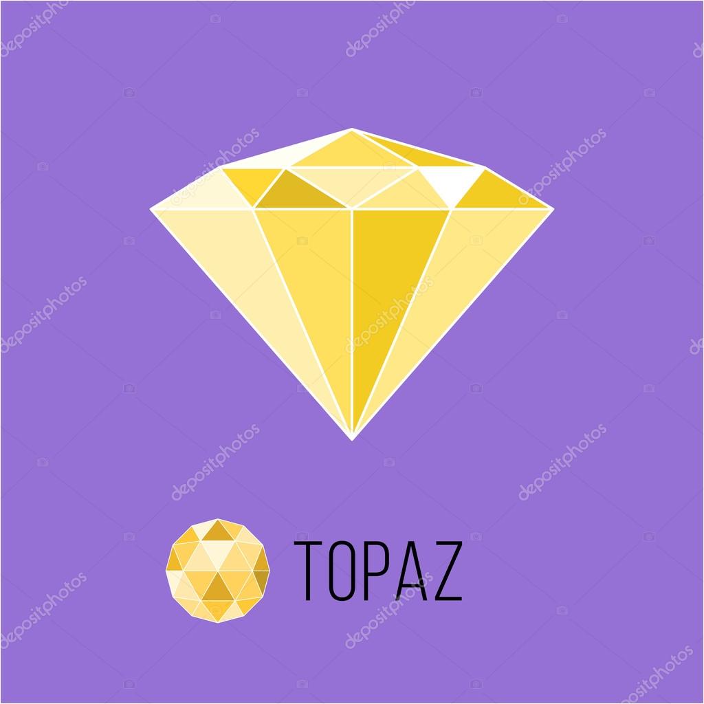 Topaz flat icon with top view. Rich luxury symbol. Stock vector illustration