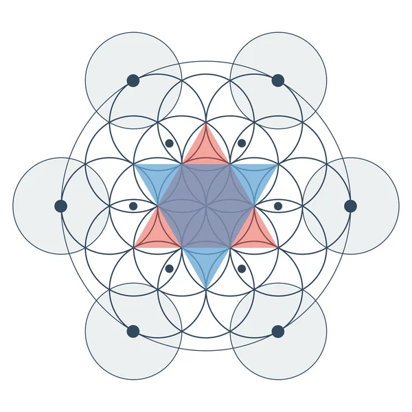 Fleur de vie géométrie sacrée illustration couleur — Image vectorielle