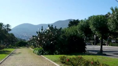 Napoli 'nin boş caddeleri İtalya' nın Capitaneria di Porto Limanı Genel Müdürlüğü çevresindeki yeşil ağaçlar ve tarihi mimariyle dolu sakin bir şehir manzarası yaratıyor..