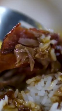 Çin yemeği, haşlanmış domuz pirinci. Yüksek kalite 4k görüntü