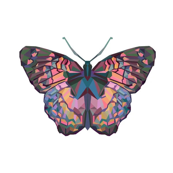 カラフルな多角形の蝶 — ストックベクタ
