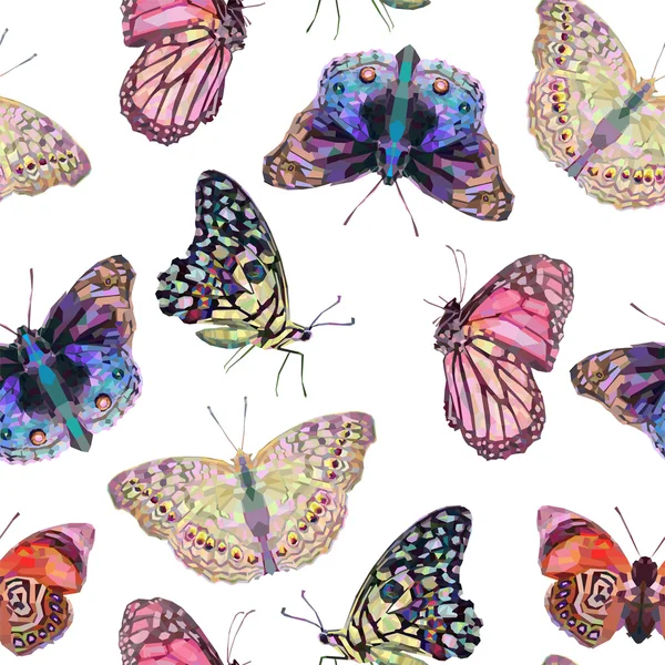 Farfalle poligonali luminose — Vettoriale Stock