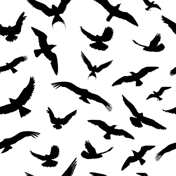 Abstraktní černá ptáci siluety, plochý — Stock fotografie