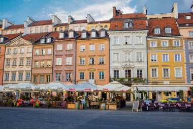 Old Town Market Square in Warsaw at daytime in October. Historical city center of polish capital.