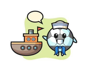 Denizci olarak futbolun karakteristik maskotu, tişört, çıkartma, logo elementi için şirin bir tasarım.