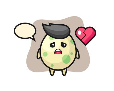 Benekli yumurta karikatürü, kırık kalp, tişört, çıkartma, logo elementi için şirin bir tasarım.