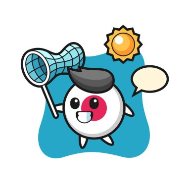 Japonya bayrak rozeti, tişört, çıkartma, logo elementi için şirin bir tasarım