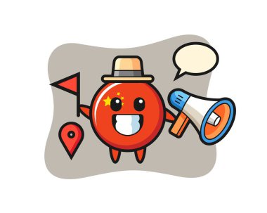 Çin bayrağı rozeti, tişört, çıkartma, logo unsuru için şirin bir tasarım.