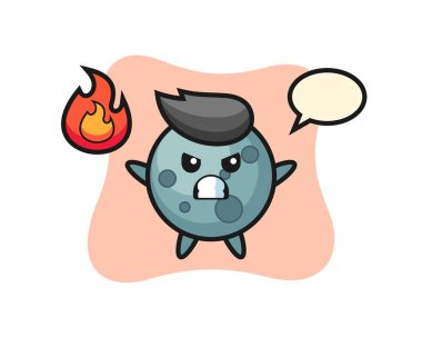 Kızgın jestli Asteroid karakter karikatürü, tişört, çıkartma, logo elementi için şirin tasarım