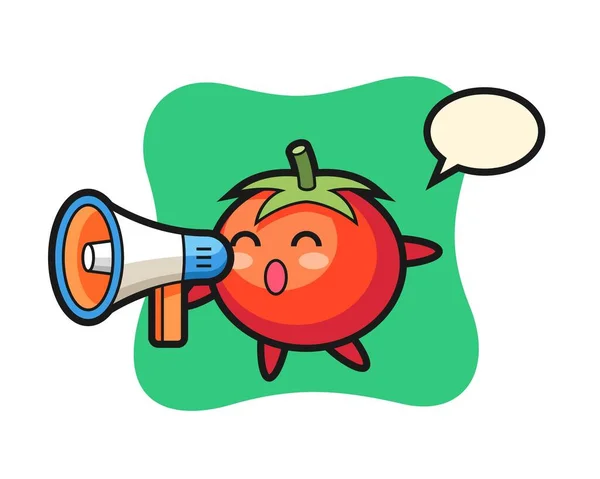 Tomaten Tekenillustratie Met Een Megafoon — Stockvector