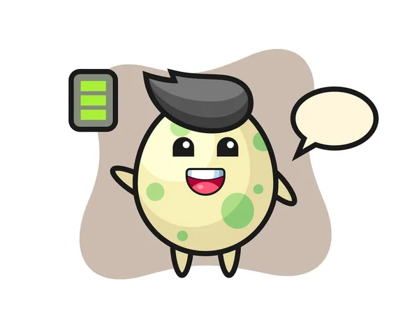 Personagem Mascote Ovo Manchado Com Gesto Energético Design Estilo Bonito — Vetor de Stock