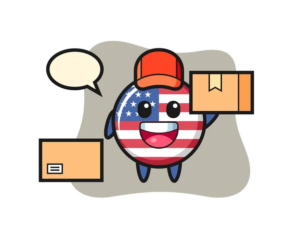 美国国旗徽章 可爱的T恤样式设计 标志元素 — 图库矢量图片
