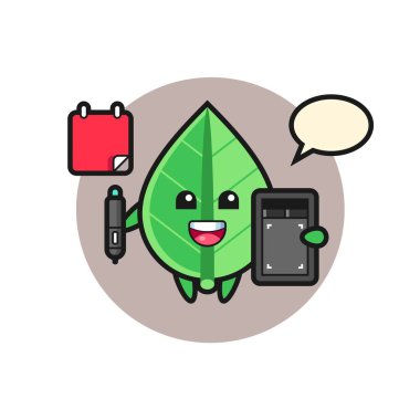 Yaprak, tişört, etiket, logo ögesi için şirin bir tasarım