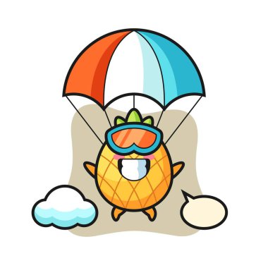 Ananas, tişört, etiket, logo elementi için şirin bir tasarım.