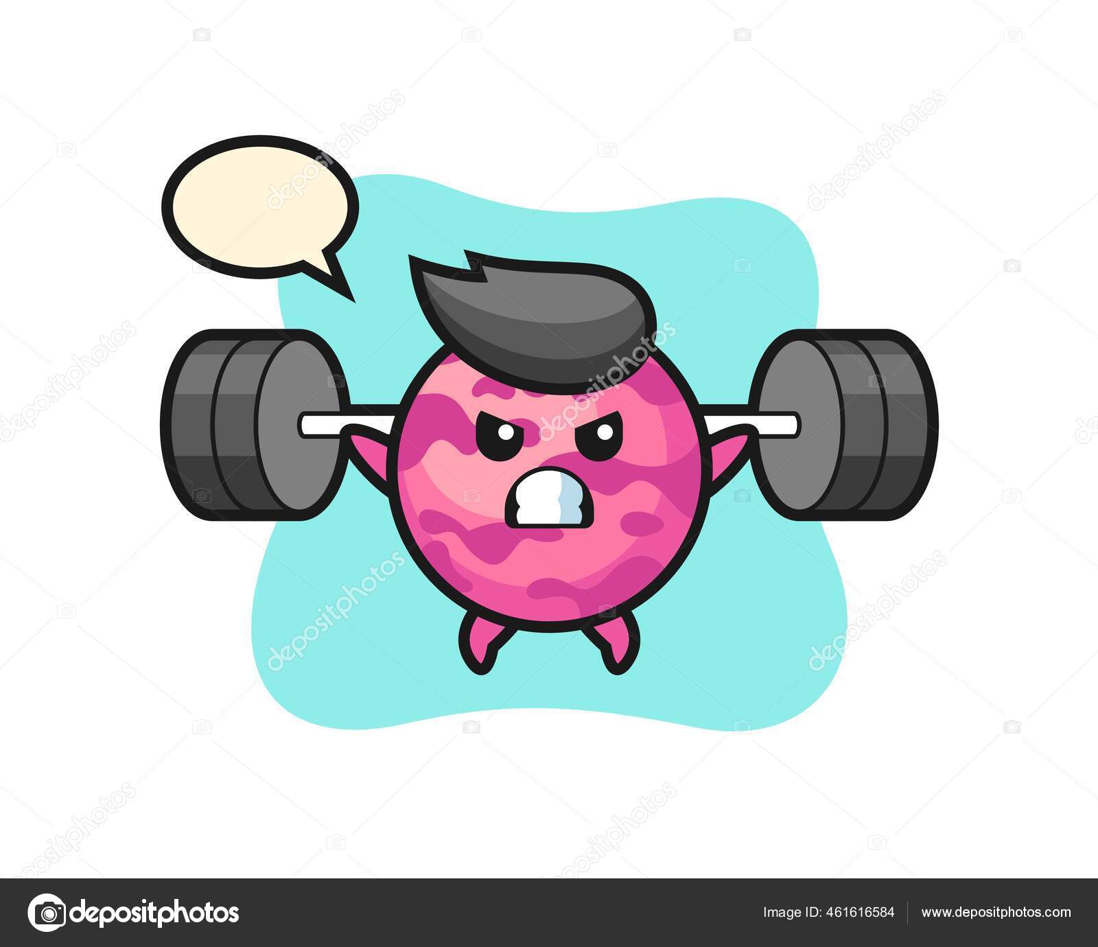 Ice Cream Scoop Mascot Cartoon Barbell Cute Style Design Shirt Stock