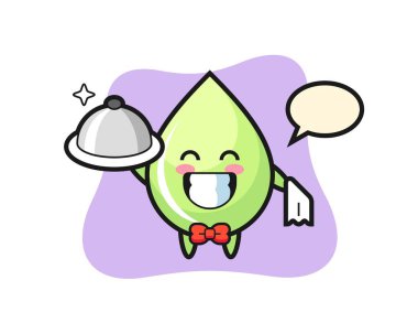 Garsonluk yapan karpuz suyu maskotu tişört, çıkartma ve logo elementleri için şirin bir tasarım.