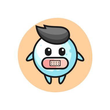 Ağzı bantlı kartopu çizgi filmi, tişört, çıkartma, logo elementi için şirin bir tasarım.