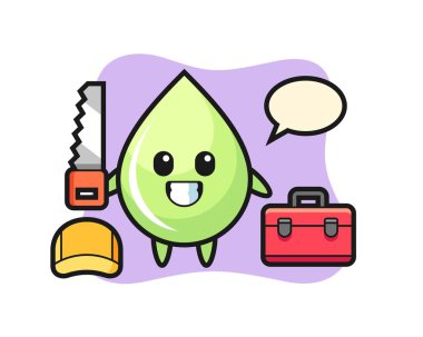 Bir ahşap işçisi olarak karpuz suyu damlası karakteri, tişört, etiket, logo elementi için şirin bir tasarım.