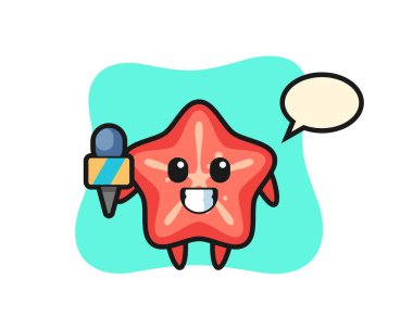 Haber spikeri olarak denizyıldızının karakteristik maskotu, tişört, çıkartma, logo elementi için şirin bir tasarım.