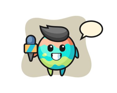 Haber spikeri olarak banyo bombasının maskotu tişört, çıkartma, logo elementi için şirin bir tasarım.