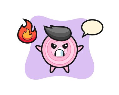 Soğan halkaları karakter çizgi filmi şok edici bir jest, tişört, etiket, logo elementi için şirin bir tasarım.