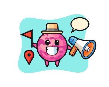 Tur rehberi olarak dondurma kepçesi karakteri tişört, etiket, logo elementi için şirin bir tasarım.