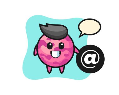 Dondurma kepçesinin çizgi film çizimi sembol, tişört, etiket, logo elementi için şirin bir tasarım.