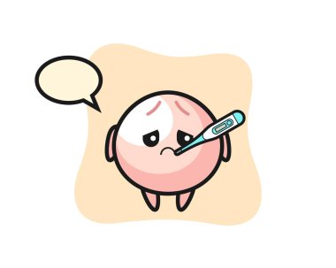 Et çöreği maskotu karakteri humma durumu, tişört, çıkartma, logo elementi için şirin bir tasarım.