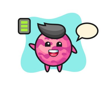 Dondurma kepçesi maskotu, enerjik bir jest, tişört, çıkartma, logo elementi için şirin bir tasarım.