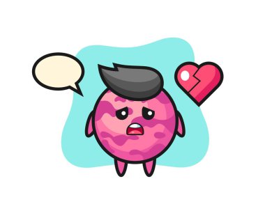 Dondurma kepçesi çizimi kırık kalp, tişört, çıkartma, logo elementi için şirin bir tasarım.