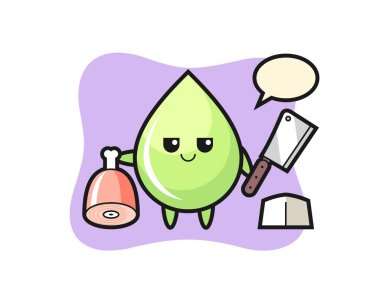 Kasap rolünde kavun suyu damlası karakteri, tişört, etiket, logo elementi için şirin bir tasarım.