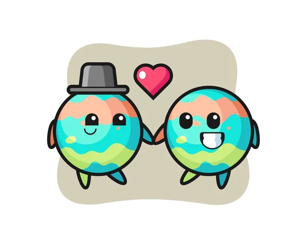Bath Bomb Cartoon Character Couple Fall Love Gesture Cute Style — Stock Vector