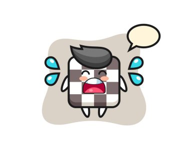 Satranç tahtası çizimi, ağlama hareketi, tişört, etiket, logo elementi için şirin bir tasarım.