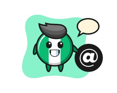 Nijerya bayrağının çizgi film illüstrasyonu sembol, tişört, çıkartma, logo elementi için şirin bir tasarım