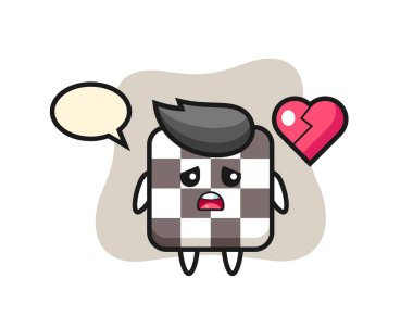 Satranç tahtası çizimleri kırık kalptir, tişört, etiket, logo elementi için şirin bir tasarım.