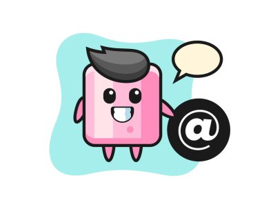 Marshmallow 'un çizgi film çizimi sembol, tişört, etiket, logo elementi için şirin bir tasarım.