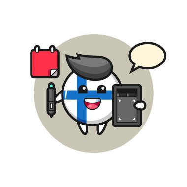 Finlandiya bayrak rozeti maskotunun grafik tasarımcısı, tişört, etiket ve logo elementi için şirin bir tasarım