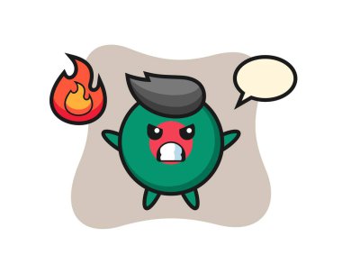 Bangladeş bayrak rozeti karikatürü kızgın jest, tişört, çıkartma, logo elementi için şirin tasarım