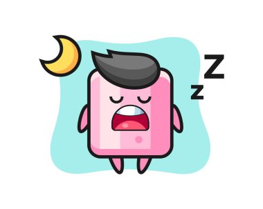 Şekerleme karakteri çizimi geceleri uyuyor, tişört, çıkartma, logo elementi için şirin bir tasarım.