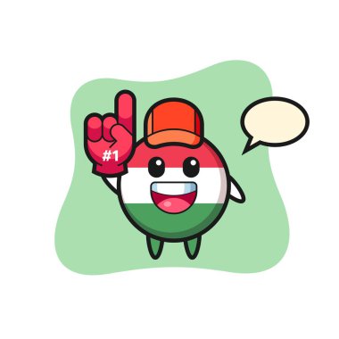 Hungary Flag Rozet Çizimi. 1 numaralı hayran eldiveni. Tişört, çıkartma, logo elementi için şirin bir tasarım.