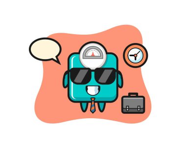 Ağırlık ölçeğinin karikatür maskotu. Tişört, çıkartma, logo elementi için şirin bir tasarım.