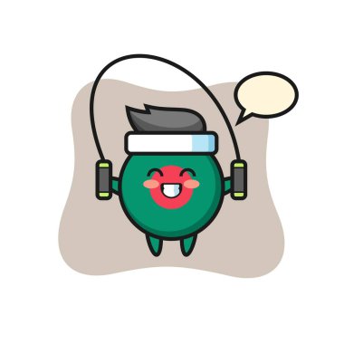 Bangladeş bayrak rozet karikatürü, ip atlama, tişört, çıkartma, logo elementi için şirin bir tasarım.