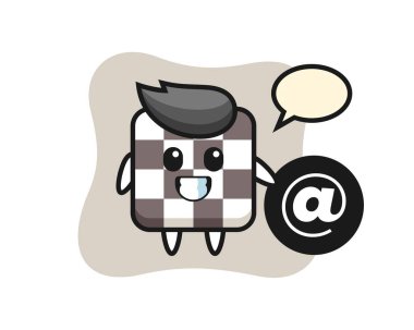 Satranç tahtasının çizgi film çizimi sembol, tişört, etiket, logo elementi için şirin tasarım